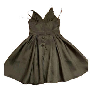 Maniju S black lined full skirt dress with spaghetti straps and back zip